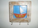 quadro de barquinho porta chave